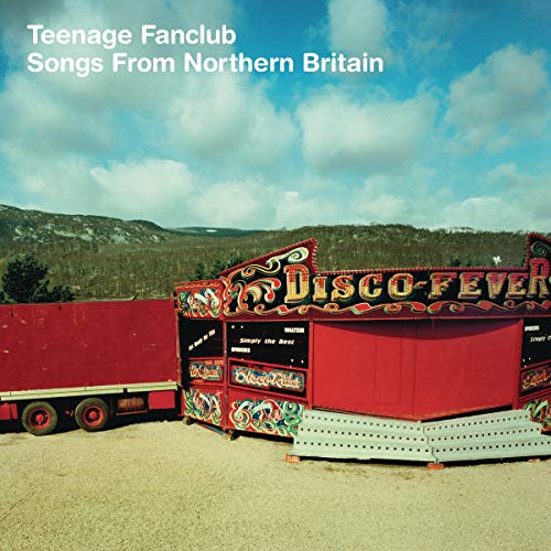 Vinyl cover showing a red carnival ride trailer against a landscape under blue sky.