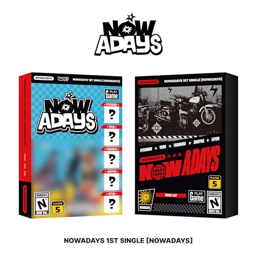Two CD cases for “Nowadays” with bold text and graphic designs.