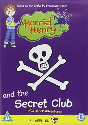 Horrid Henry DVD cover with skull and crossbones, purple background.