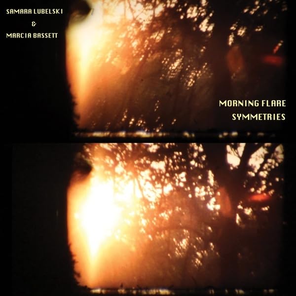 Album cover with blurred, sunlit trees and text: "Morning Flare Symmetries".