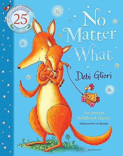 Book cover: two orange foxes embracing, pulling a toy on wheels.