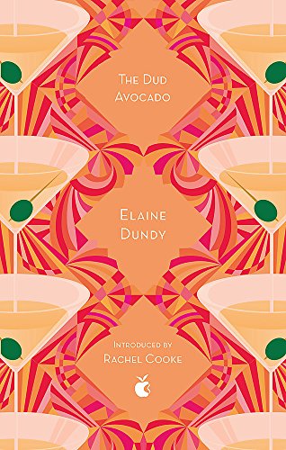 Book cover with repeating martini glass pattern and orange background.