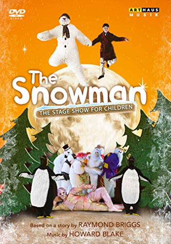 DVD cover for "The Snowman" stage show featuring a boy and snowman.