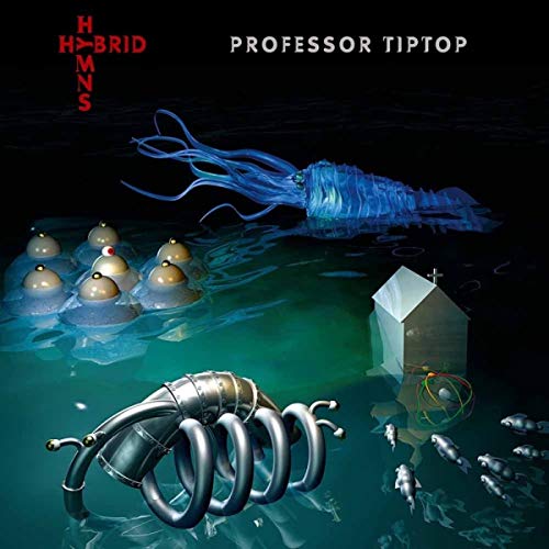 Surreal album cover featuring mechanical octopus and floating eyes in blue water.