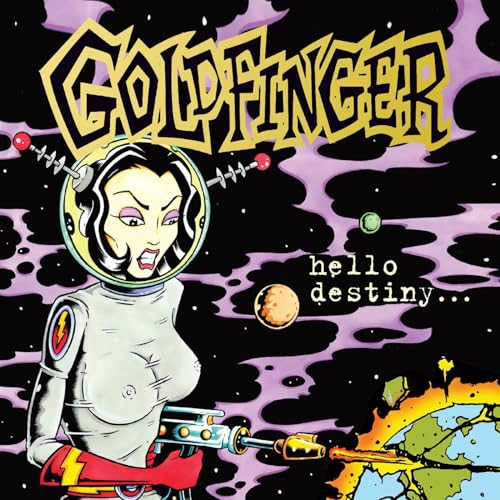 Album cover for Goldfinger’s “Hello Destiny” featuring a retro-futuristic woman in space.