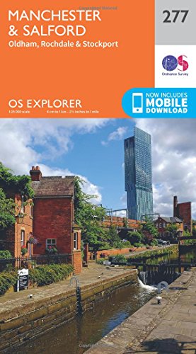 Manchester & Salford Map | Oldham, Rochdale & Stockport | Ordnance Survey | Os Explorer Map 277 | England | Walks | Hiking | Maps | Adventure