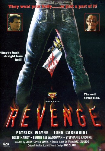 DVD cover for "Revenge" featuring a hand holding a bloody knife.