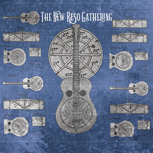 CD cover with blueprint-style guitar diagrams and circular design.