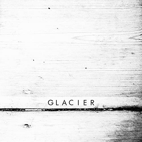 CD cover for Lesley Flanigan’s “Glacier” with a textured, white woodgrain background.
