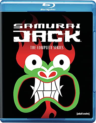 Blu-ray case for "Samurai Jack The Complete Series" featuring Aku’s face.
