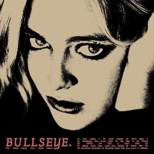 Close-up of Charli Adams’ face on the “Bullseye” vinyl album cover.