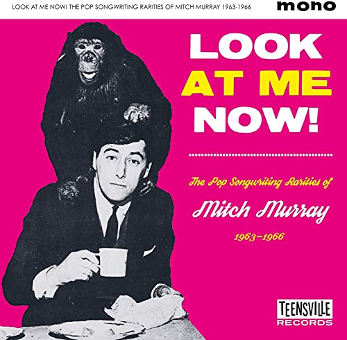 CD cover: man in suit with a chimpanzee, pink background.