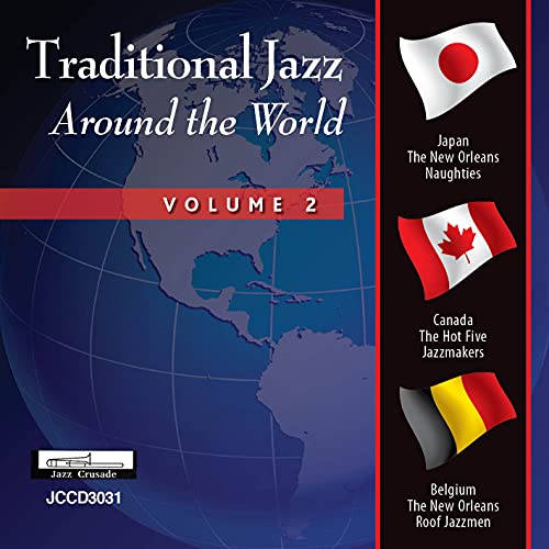 CD cover: world map with flags, text “Traditional Jazz Around the World Volume 2.”