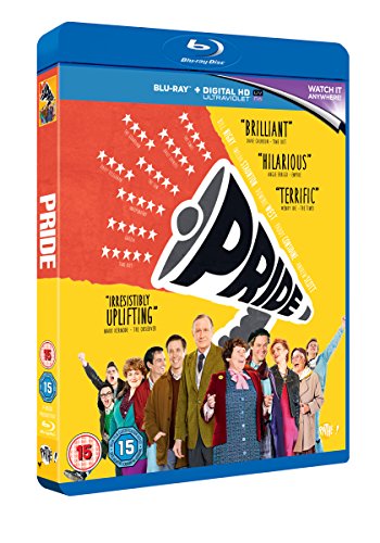 Pride" Blu-ray case with cast photo, yellow and blue color scheme.