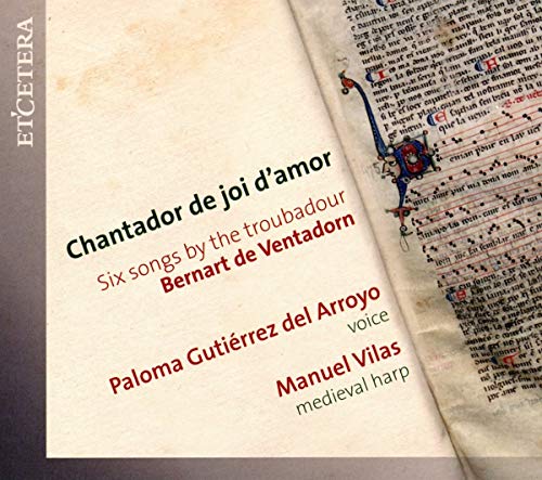 CD cover featuring medieval manuscript illumination and text about Bernart de Ventadorn.
