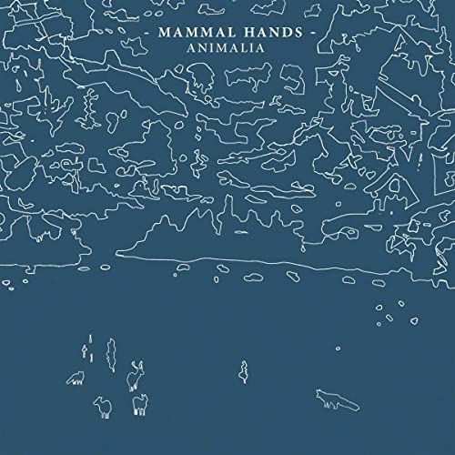 Blue album cover with white line-drawn animal and landscape illustrations.