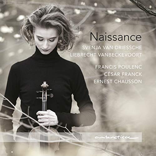 CD cover: violinist Svenja Van Driessche in black, with branches.