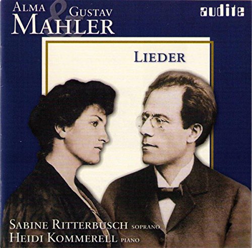 CD cover featuring portraits of Alma and Gustav Mahler, with performers’ names.