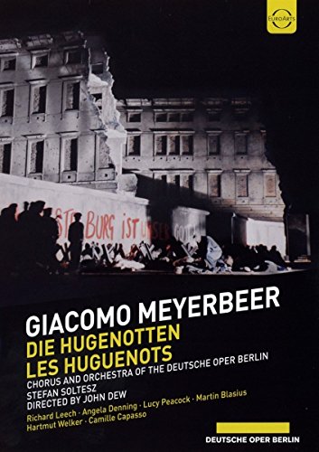 DVD cover for Giacomo Meyerbeer’s “The Huguenots” opera, showing a ruined city.
