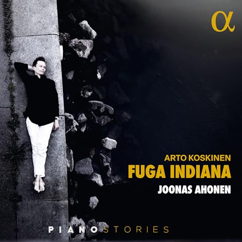 CD cover: man leaning against wall, text “Fuga Indiana” and “Piano Stories”.