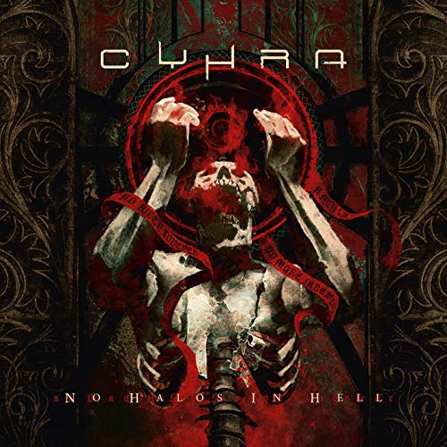 Album cover for Cyhra’s “No Halos In Hell” featuring a skeletal figure.