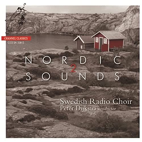 CD cover: rocky Nordic landscape with a small red house.