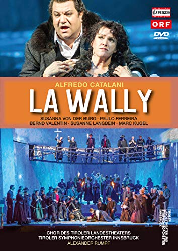 DVD cover for opera “La Wally” featuring two singers and a stage scene.