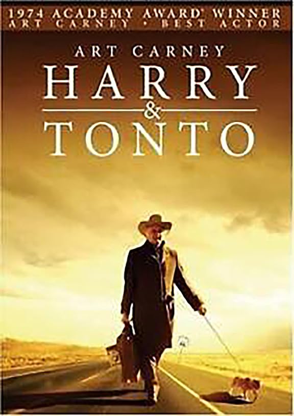 DVD cover of Harry & Tonto showing a man walking a dog on a road.