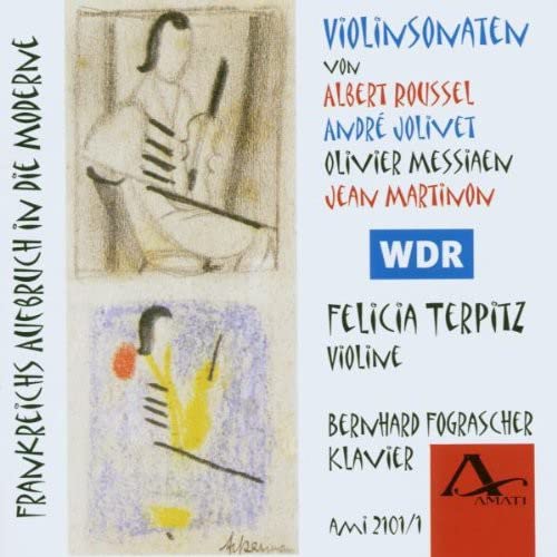 CD cover with sketches of violinists and composer names.