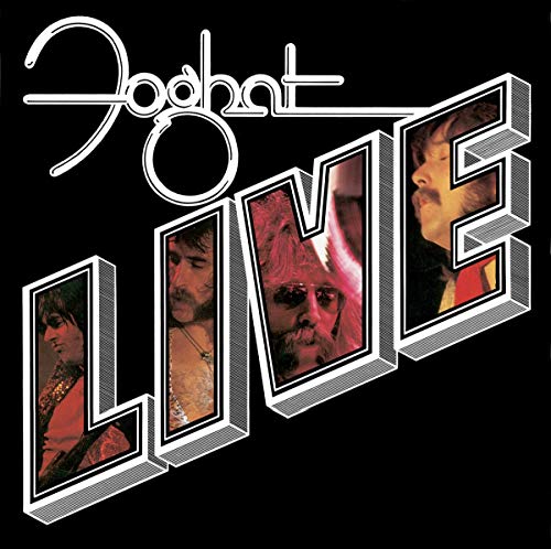 Foghat Live CD cover with band members in letterforms.
