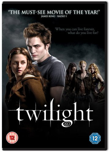 DVD cover for "Twilight" featuring Kristen Stewart and Robert Pattinson.