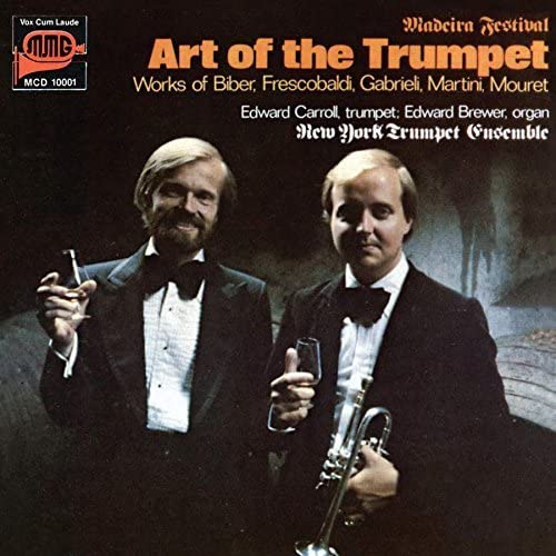CD cover featuring two men with a trumpet and organ, titled “Art of the Trumpet.”