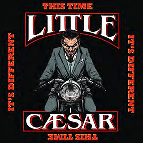 CD cover: Man in suit riding a motorcycle, Joker-like makeup.