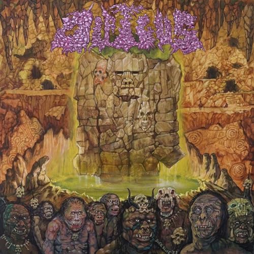 Album cover: stone face with carved skulls, and monstrous figures below.