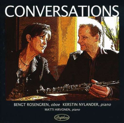 CD cover: two musicians, an oboe, and the title "Conversations.