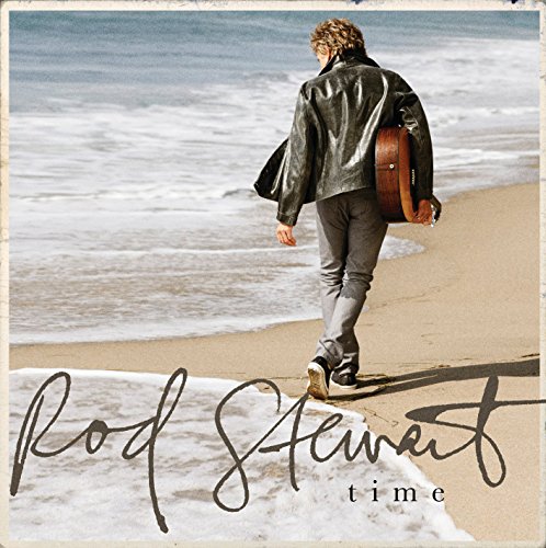 Rod Stewart album cover: man with guitar walking on a beach.