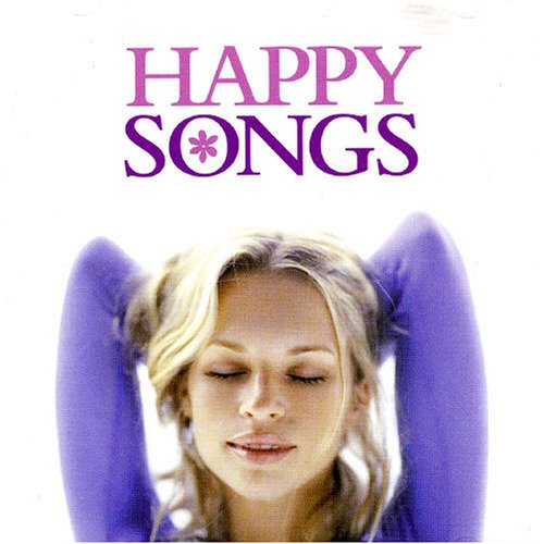 CD cover with purple text "HAPPY SONGS" and a woman stretching.