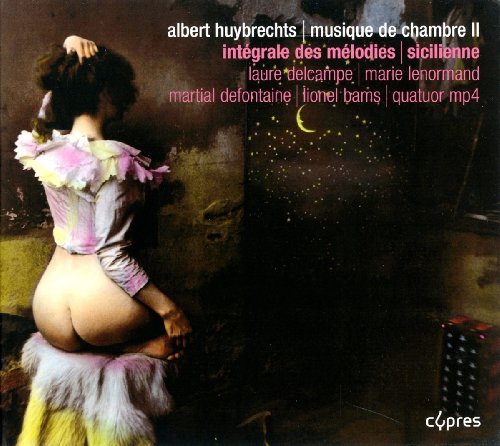 CD cover: Back view of a woman in a ruffled garment, night sky.