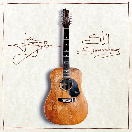 Acoustic guitar and handwritten text on a beige background.
