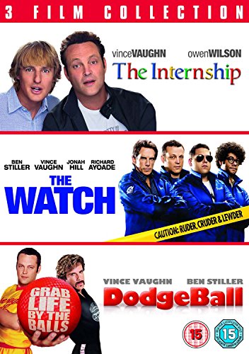 DVD cover featuring cast photos from "The Internship," "The Watch," and "Dodgeball.