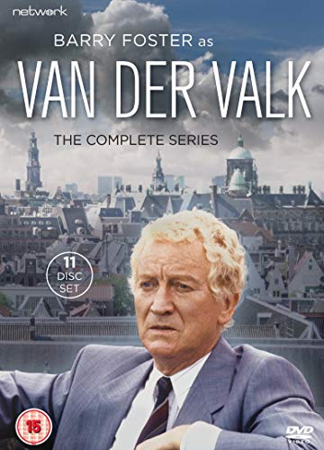 DVD cover for Van Der Valk featuring Barry Foster against an Amsterdam city skyline.