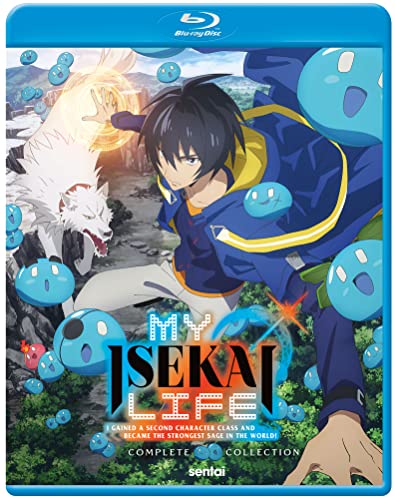 “My Isekai Life” Blu-ray cover featuring anime characters and blue slimes.