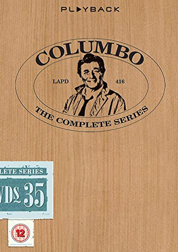DVD cover for Columbo The Complete Series on a wood-textured background with 12 rating.
