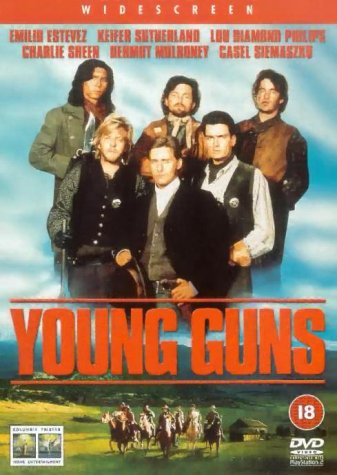 DVD cover for "Young Guns" featuring a group of young men on horseback.