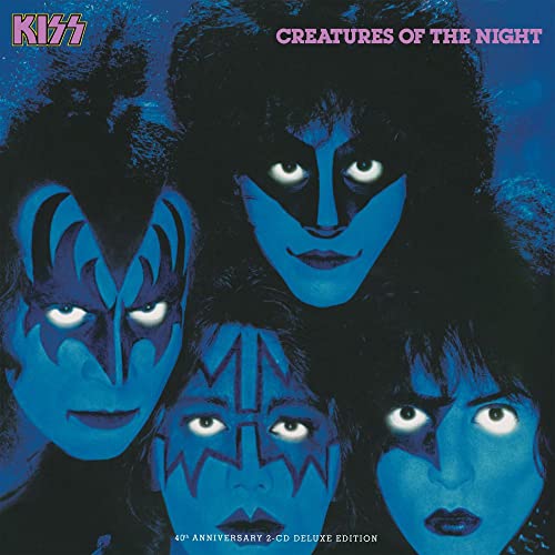 Kiss album cover: "Creatures of the Night" featuring band members in blue makeup.