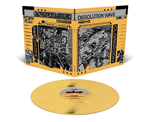 Yellow vinyl record with yellow jacket featuring detailed black and white city maps.