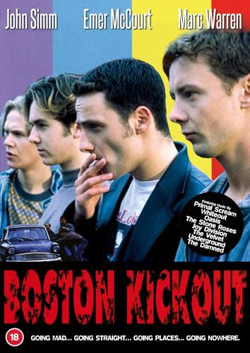 Boston Kickout" DVD cover featuring four young men and a small car.