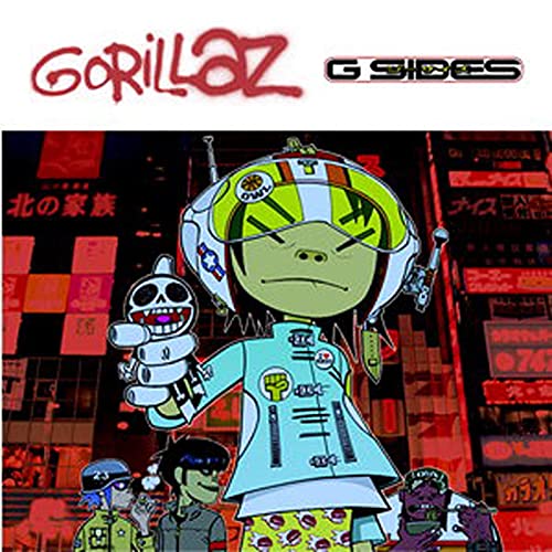 Gorillaz album cover featuring cartoon band members in a city scene.