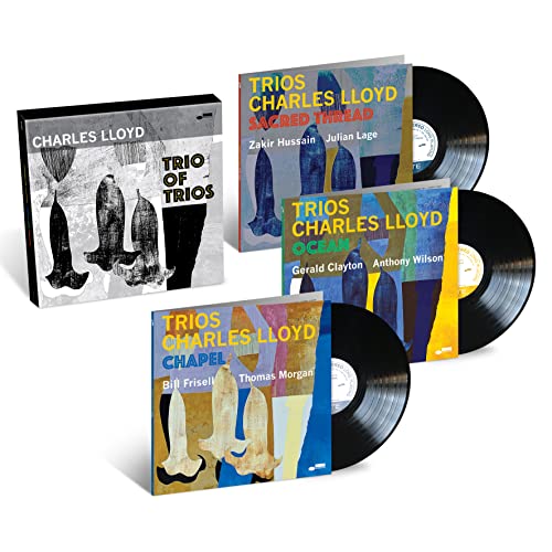 Charles Lloyd’s “Trio of Trios” vinyl set with three records and covers.
