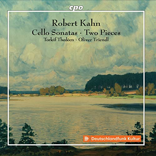 CD cover with a landscape painting of water, trees, and a cloudy sky.